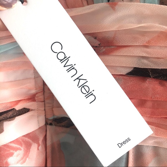 CALVIN KLEIN Pastel Maxi Gown Peach Turquoise Sz 2 - Picture 12 of 16